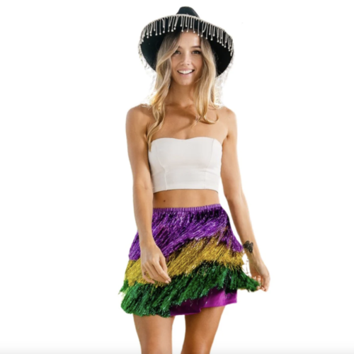 Mardi gras sparkly skirt outfit from mardi gras apparel